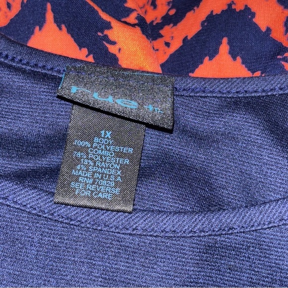 Rue+ Navy Blue and Orange Chevron Maxi Dress, sz 1X - Picture 6 of 8